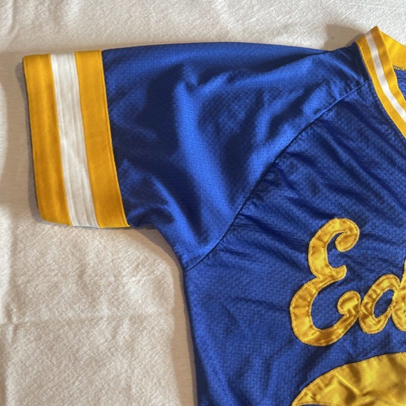 Harv-al tag Edison Baseball jersey size XL extra large Blue Yellow #14 Clean VTG - Picture 8 of 12
